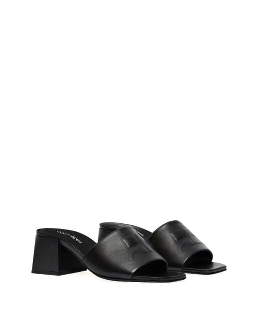 Courreges Black Square Open Toe Sandals