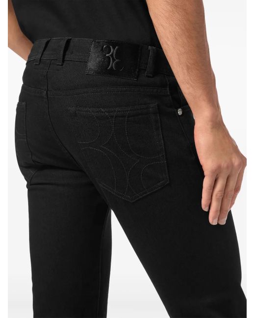 Billionaire Black Five-Pocket Straight-Leg Denim Jeans for men