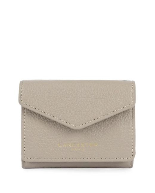 Lancaster Gray Mini Tri-Fold Grained-Leather Wallet