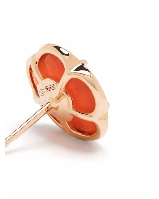Pasquale Bruni Orange 18Kt Rose Petit Joli Carnelian And Diamond Stud Earrings