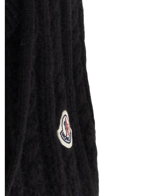 Moncler Black Cable-Knit Logo-Patch Balaclava