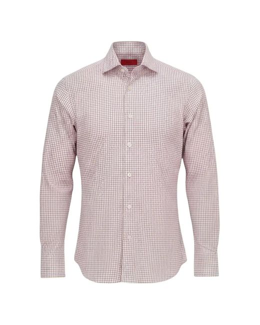 Isaia Pink Checked Long-Sleeve Shirt for men