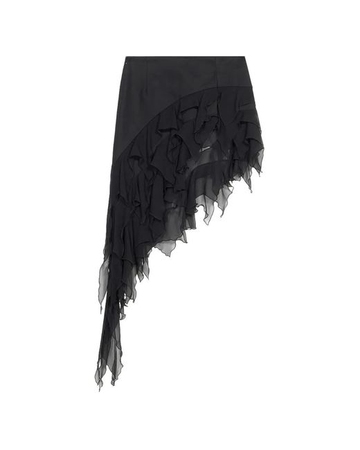 Blumarine Black Ruffled Asymmetrical Skirt