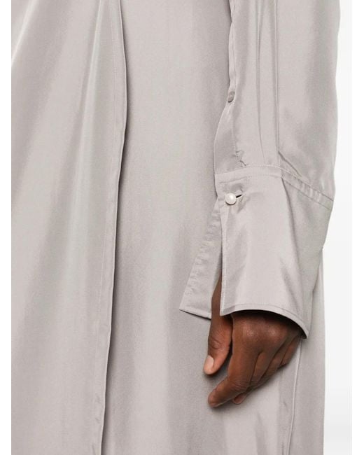 Carven White Lace-Trim Long-Sleeves Midi Dress