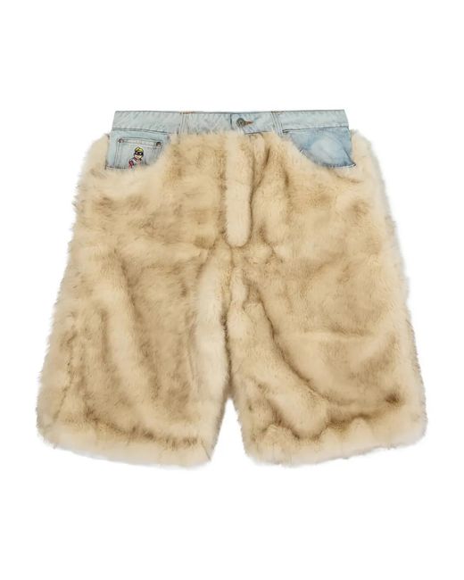 Kidsuper Natural Faux-Fur Rear-Pocket Shorts for men