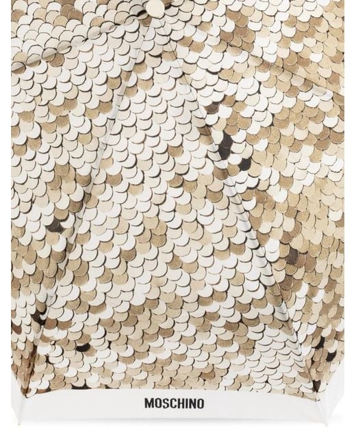 Moschino White Sequin-Print Folding Umbrella