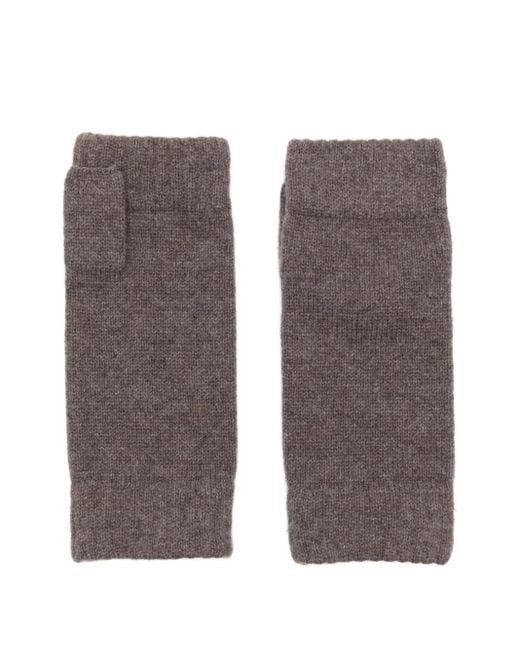 N.Peal Cashmere Kasjmier Vingerloze Handschoenen in het Gray