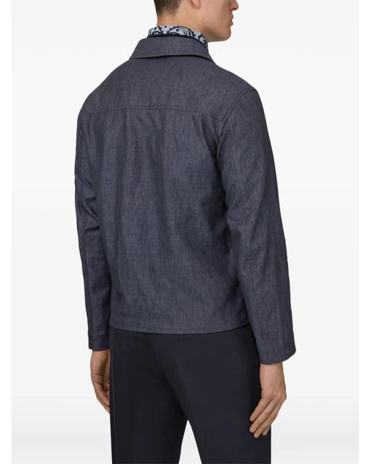 Boggi Blue Technical Linen Bomber Jacket for men