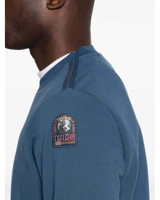 Parajumpers Blue Patch Crew Neck Sweatshirt for men