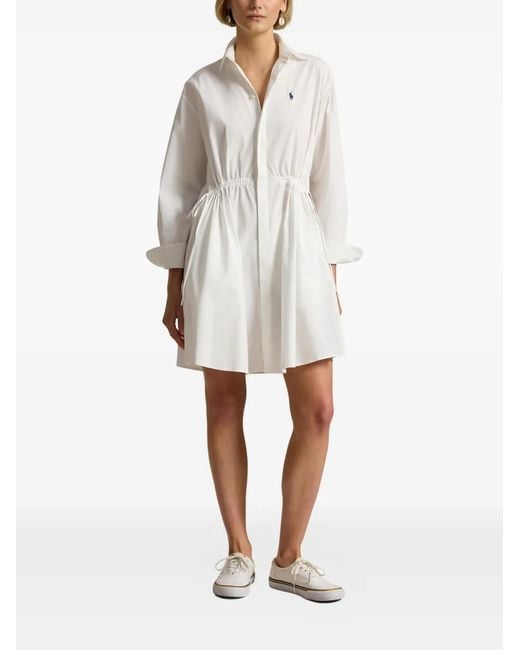 polo shirt dress long sleeve 7DIAMONDS Women's Core Long Sleeve Polo Shirt Dress in Ivory | Size Medium