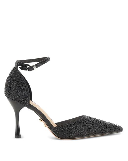 Twentyfourhaitch Black 90Mm Gruis Rhinestone Ankle-Strap Pumps