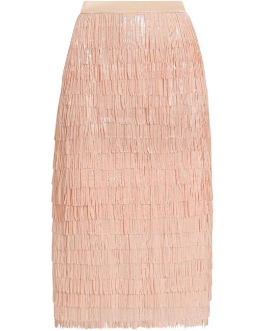 Dolce & Gabbana Pink Sequinned Midi Skirt