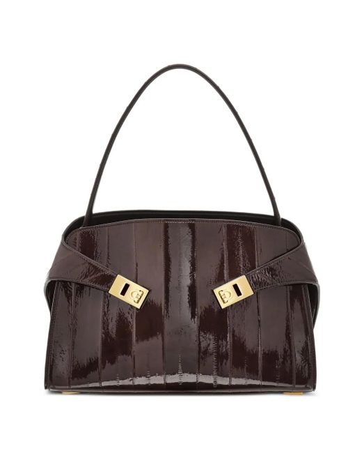 Bolso de hombro Hug mediano con hebilla Gancini Ferragamo de color Black