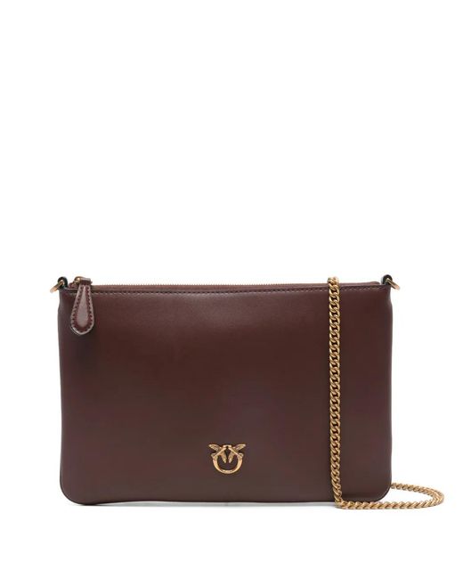 Pinko Brown Love Flat Classic Clutch