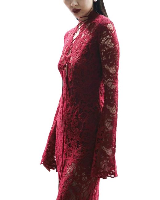 manuri lace dress Manuri Lace-embellished Boat-neck Maxi Dress