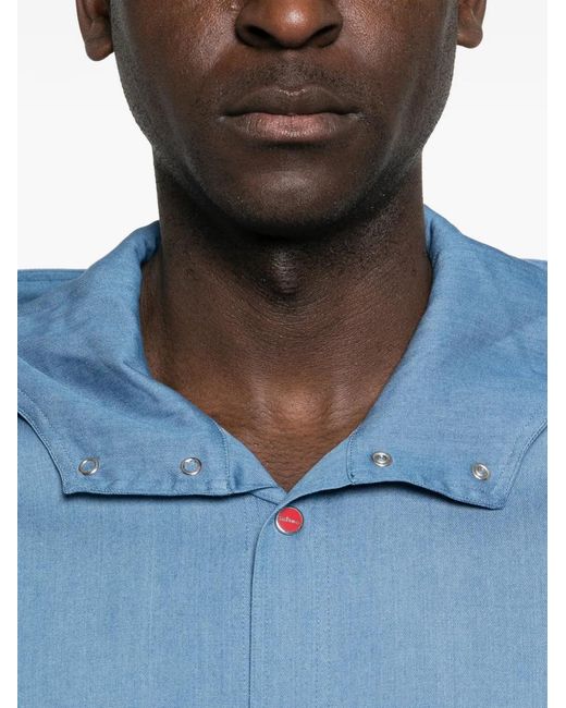 Kiton Blue Mariano Hooded Shirt for men
