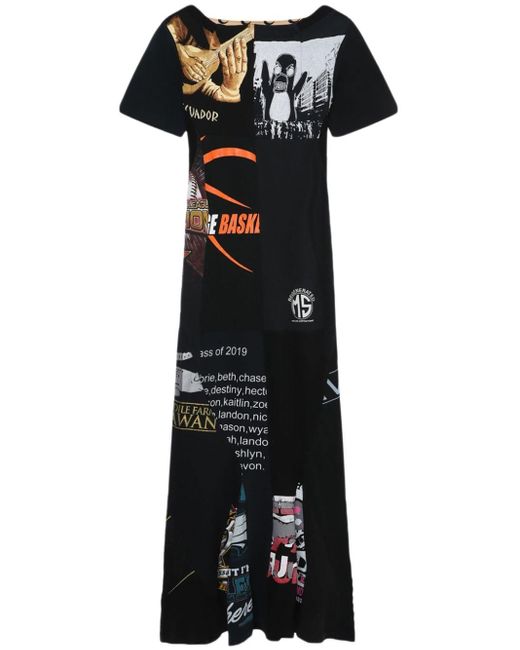 MARINE SERRE Black Regenerated Cotton T-shirt Dress