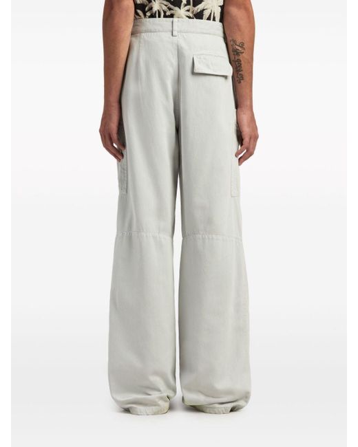 Palm Angels White Patch-Pocket Wide-Leg Trousers for men