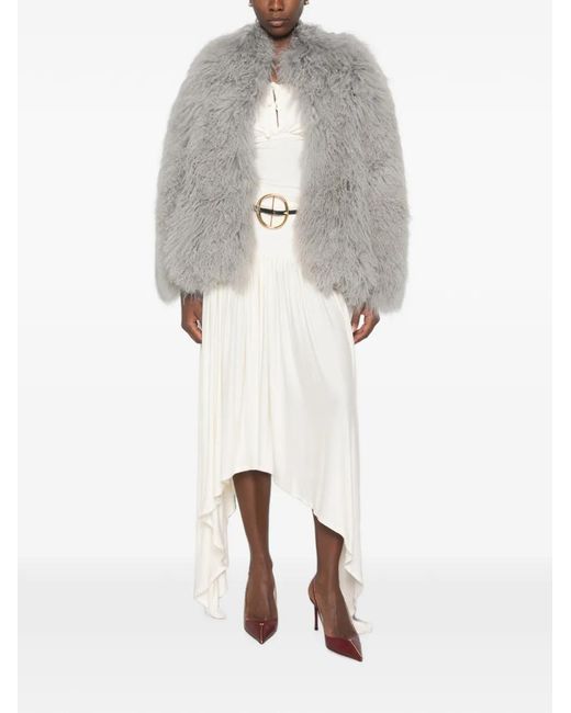 Martha Louis Gray Shearling-Effect Jacket
