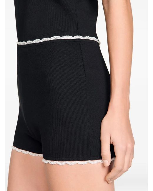 Sandro Black Elasticated-Waist Shorts
