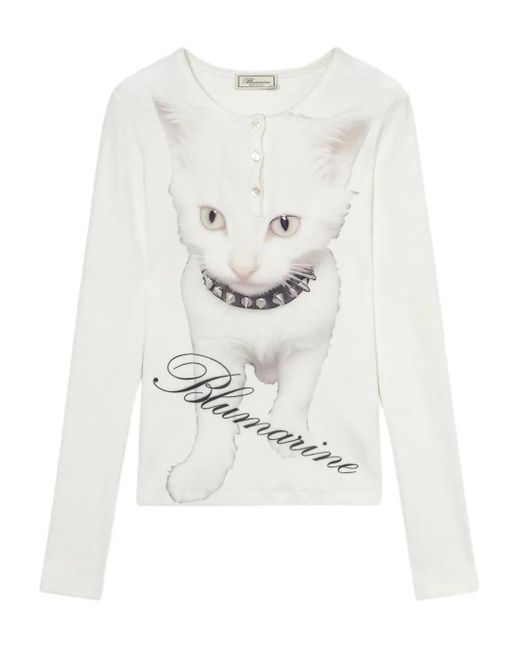 Blumarine White Printed Jersey T-Shirt