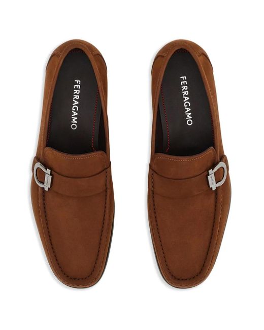 Ferragamo Brown Gancini-Plaque Loafers for men