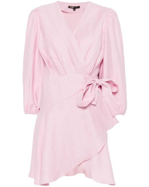 Maje Pink Wrap Mini Dress