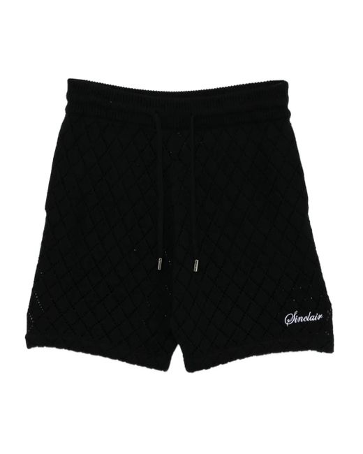 Sinclair Black Diamond-Pattern Knit Shorts for men