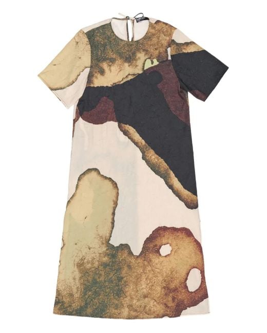 Bimba Y Lola Blue Abstract-Print Midi Dress