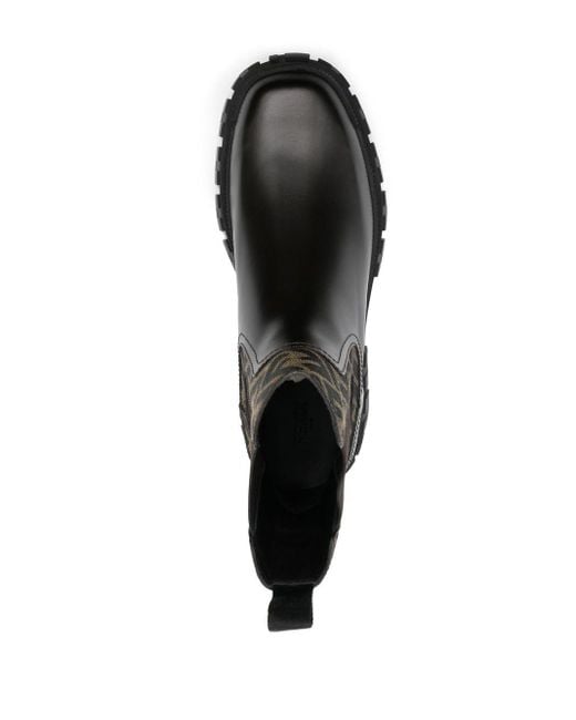 Fendi Black Ff-logo Panel Ankle Boots for men