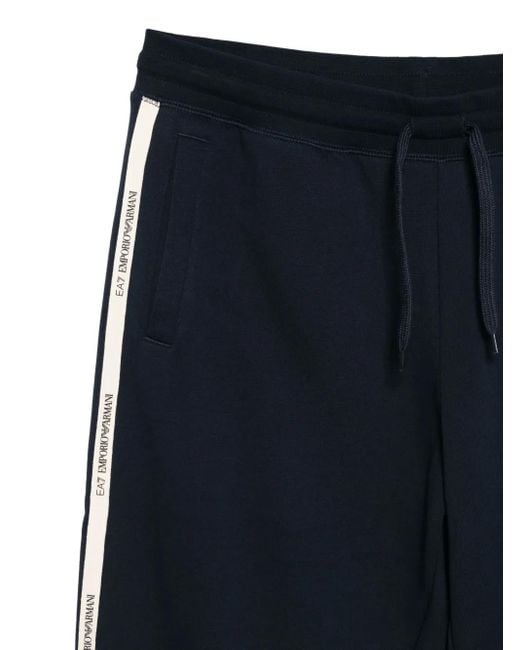 EA7 Blue Logo-Tape Track Pants for men
