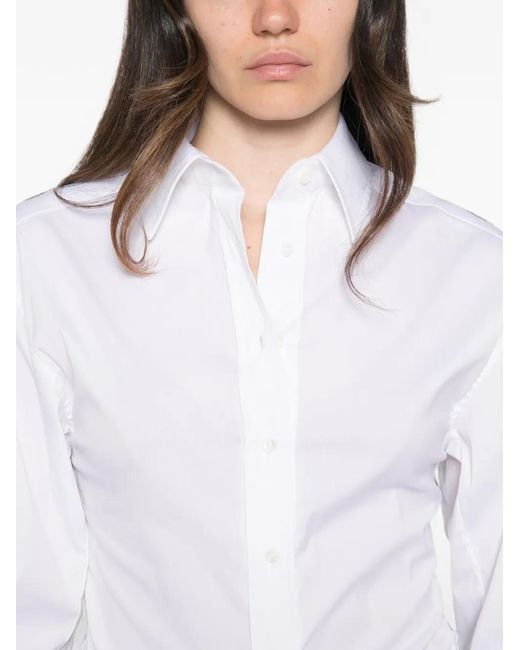 Brunello Cucinelli White Puff-Sleeve Button-Down Shirt