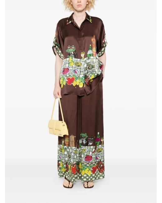 ALÉMAIS Brown Drawstring-Waist Printed Trousers