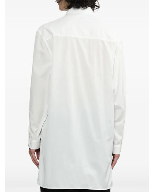 Yohji Yamamoto White Scarf-Detail Cotton Shirt for men
