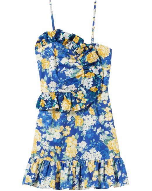 Claudie Pierlot フローラル ミニドレス Blue