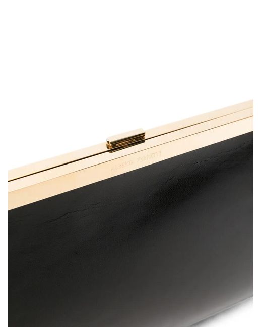 Alberta Ferretti White Logo-Engraved Clutch Bag