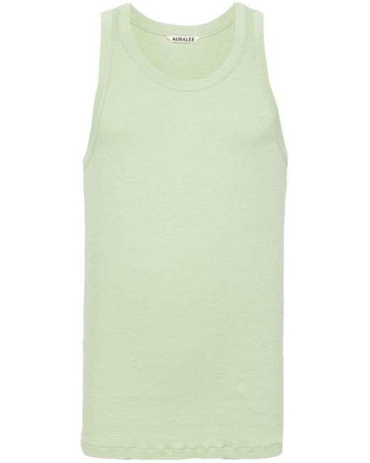 Auralee Green Fine-ribbed Cotton Tank Top for men