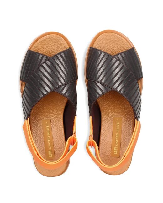 United Nude Orange Rico X Sandal Striped Crossover-Strap Sandals