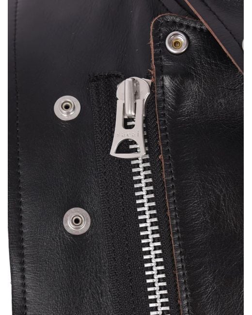 Sacai Leren Jack Met Drukknoopsluiting in het Gray voor heren