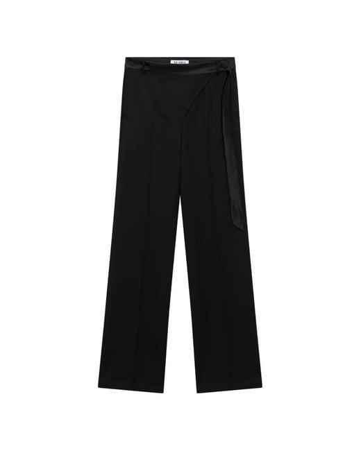 The Attico Black Wrap-Effect Panel Wool Trousers