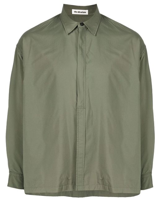 Rito Structure Green Front Placket Shirt for men