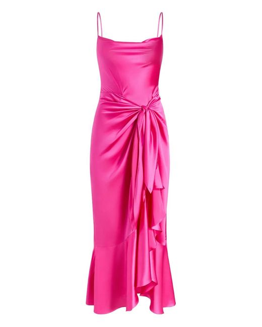 Cinq À Sept Pink Vivienda Silk Tie-Waist Midi Dress