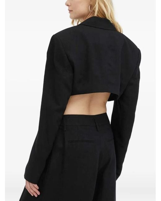 Herskind Black Single-breasted Cropped Blazer