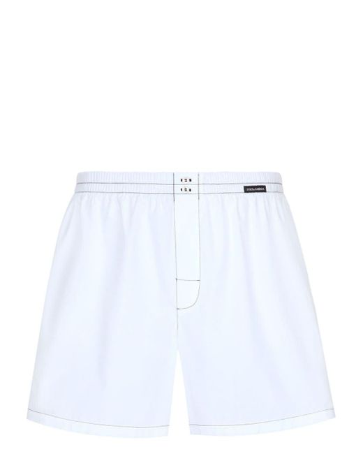 Dolce & Gabbana Blue Logo-patch Cotton Boxers Shorts for men