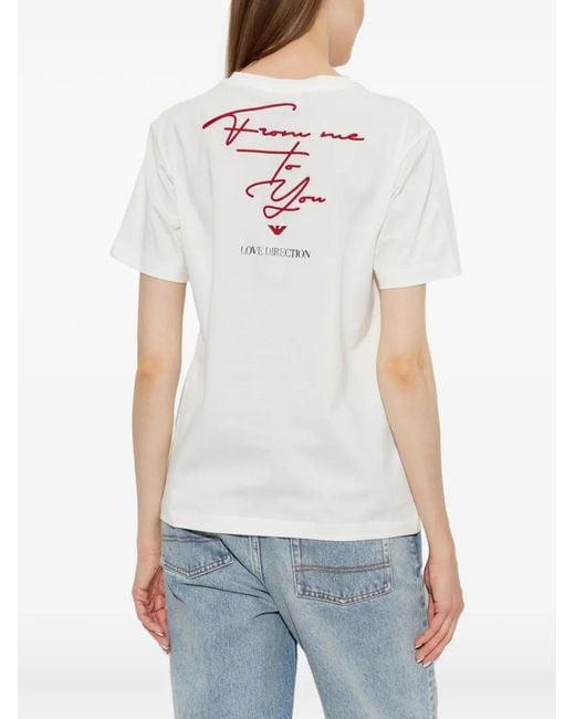 Emporio Armani White Mercerized Jersey T-Shirt Valentine's Day Capsule