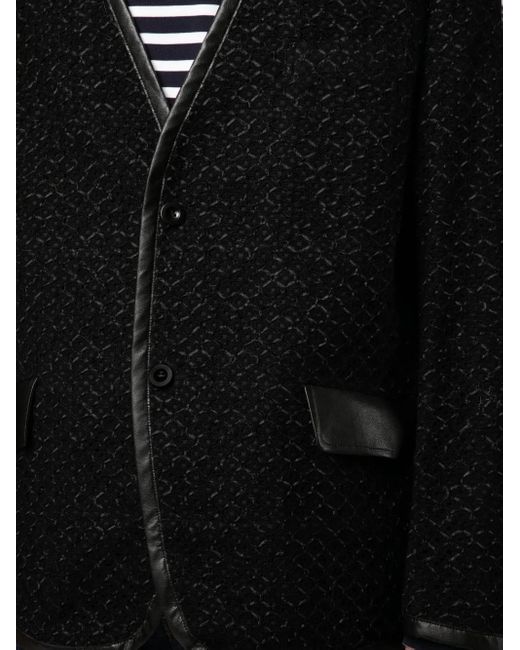 Junya Watanabe Black V-Neck Single-Breasted Jacket for men