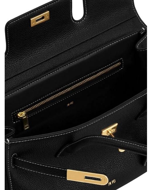 JW PEI Black Yara Pebbled-Effect Shoulder Bag