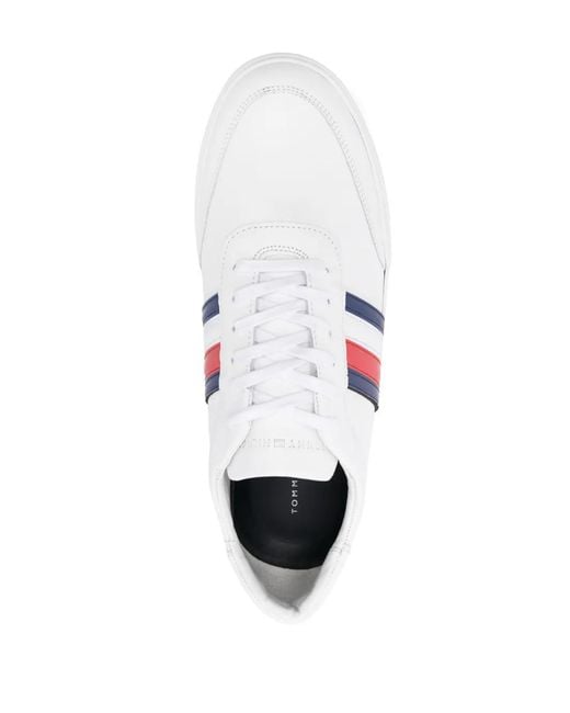 Tommy Hilfiger White Logo-Print Low-Top Sneakers for men