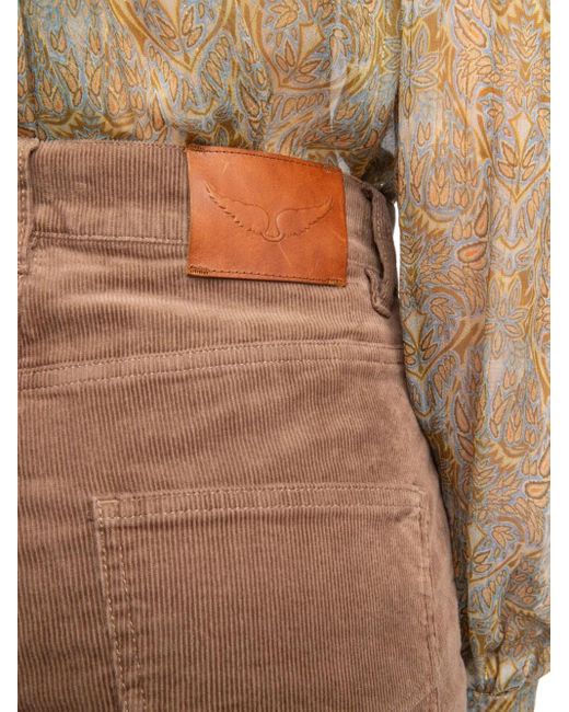 Zadig & Voltaire Brown Logo-Patch Wide-Leg Trousers