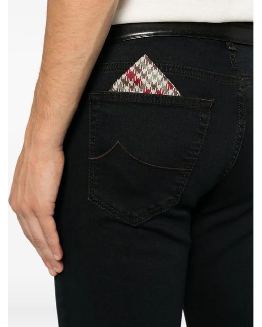 Jacob Cohen Black Embroidered-Logo Jeans for men